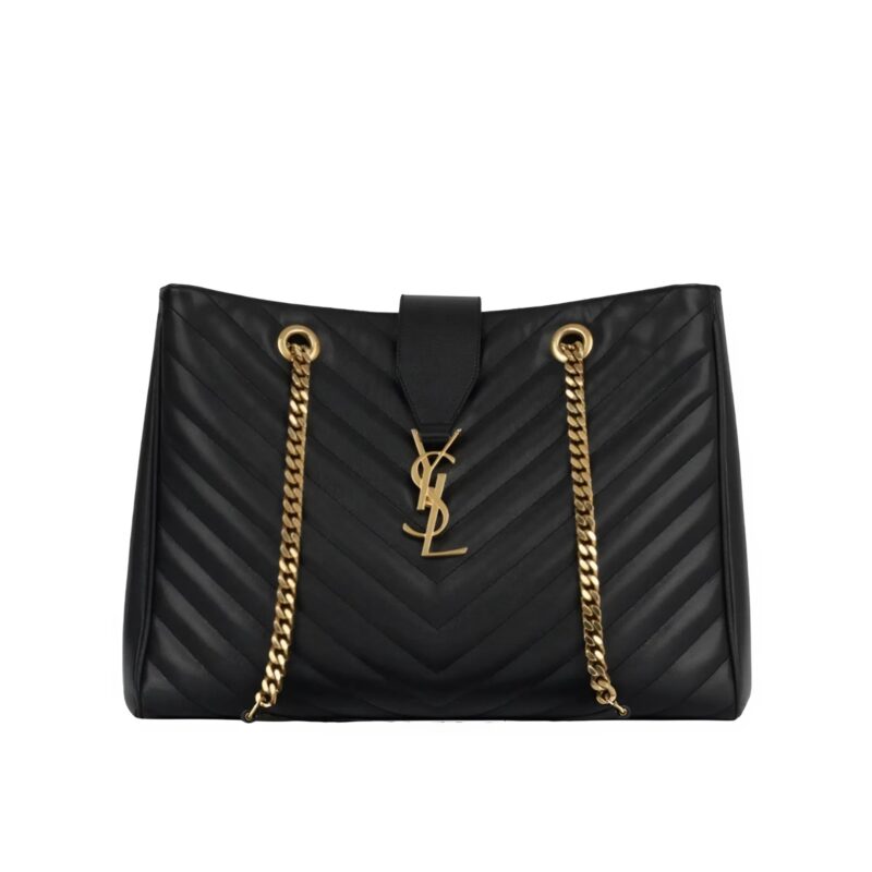 Saint Laurent Matelasse Cassandre Shopper Tote Black Leather 35Cm