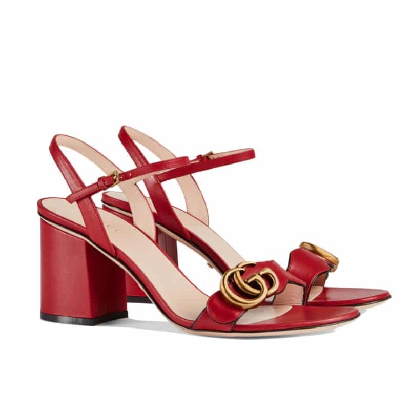 Gucci G Mid Heel Sandal Red ‎453379 A3N00 6433