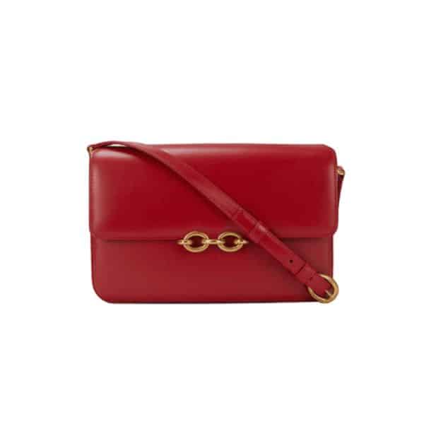 Saint Laurent Le Maillon Satchel In Smooth Leather Red
