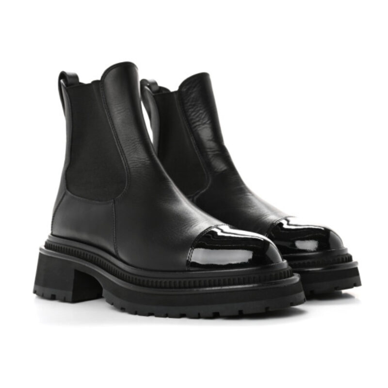 Chanel Short Boots Matte Leather Black