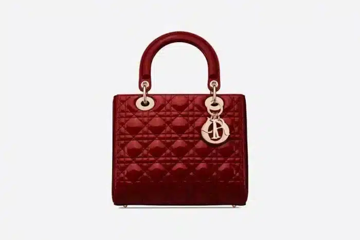 DIOR MEDIUM LADY CHERRY RED PATENT CANNAGE M0565OWCB_M323 24CM