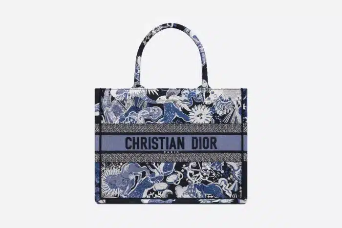 DIOR MEDIUM BOOK TOTE BLUE MULTICOLOR DIOR ZODIAC FANTASTICO EMBROIDERY 36CM M1296ZRZA M928