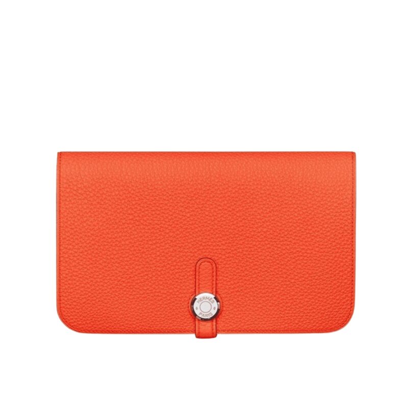 Hermes Dogon Duo Long Wallet Orange 20Cm