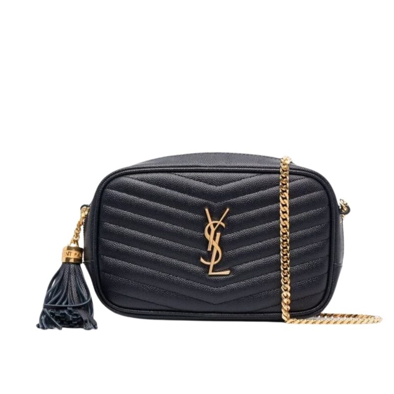 Saint Laurent Lou Camera Bag In Quilted Leather Gold Hardware Black 18Cm