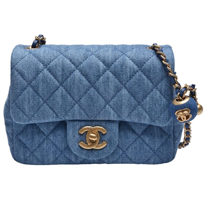 Chanel Mini Denim Rectangular Crush Ghw 17Cm