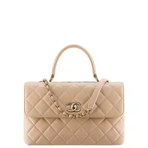 Chanel Flap Bag With Top Handle 25Cm Beige