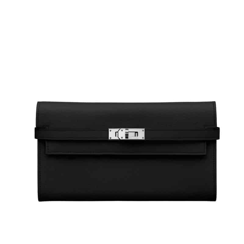 Hermes Kelly Classic Wallet Black 19Cm H051303Ck89