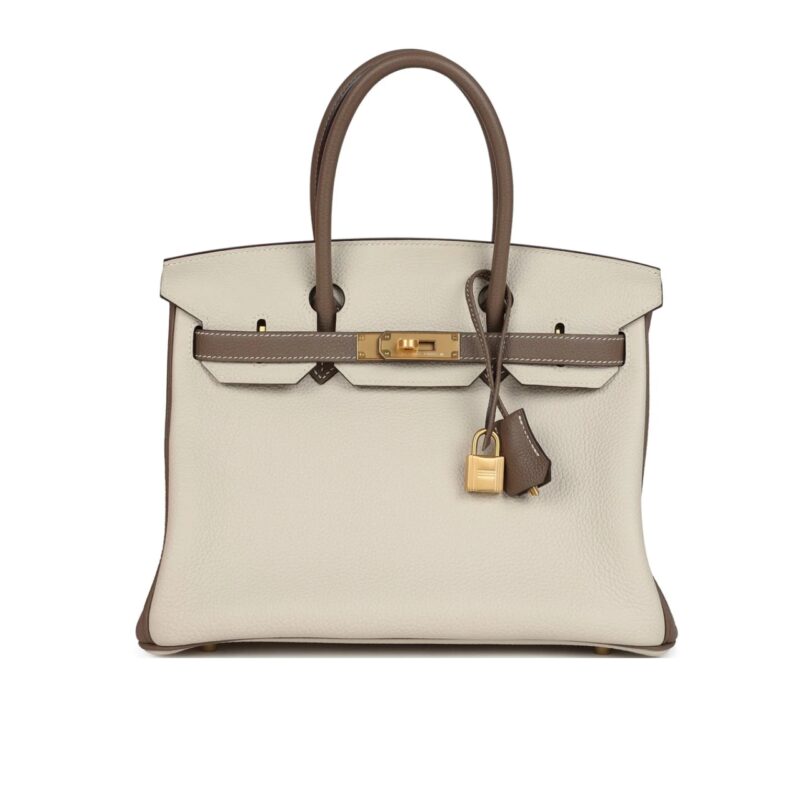 Hermes Birkin 25 Togo Brushed Leather Gold Hardware Beige Grey 30Cm