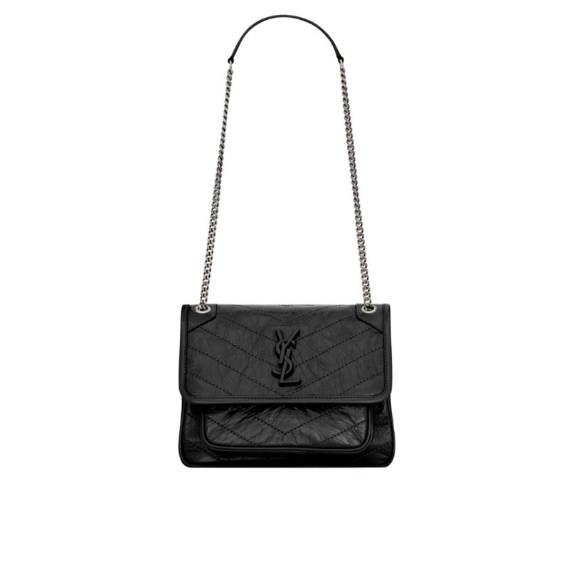 Saint Laurent Niki Baby In Vintage Leather Black 21Cm 6331600En041000