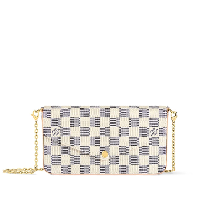 Louis Vuitton Félicie Pochette Damier Azur Canvas Pink 21cm N63106