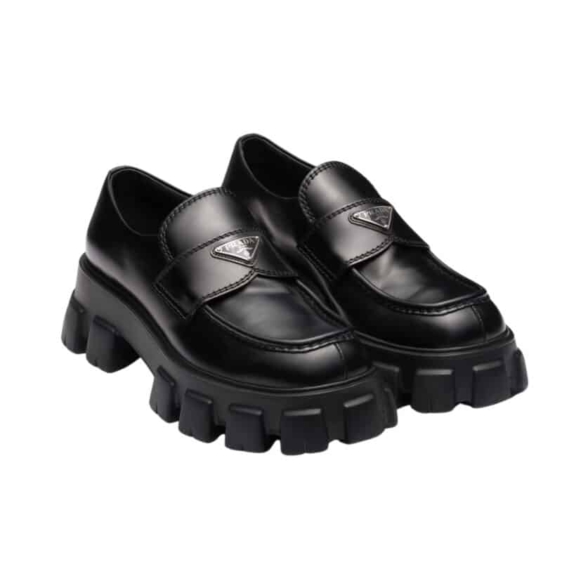 Prada Monolith Brushed Leather Loafers Black 2De129 B4L F0002