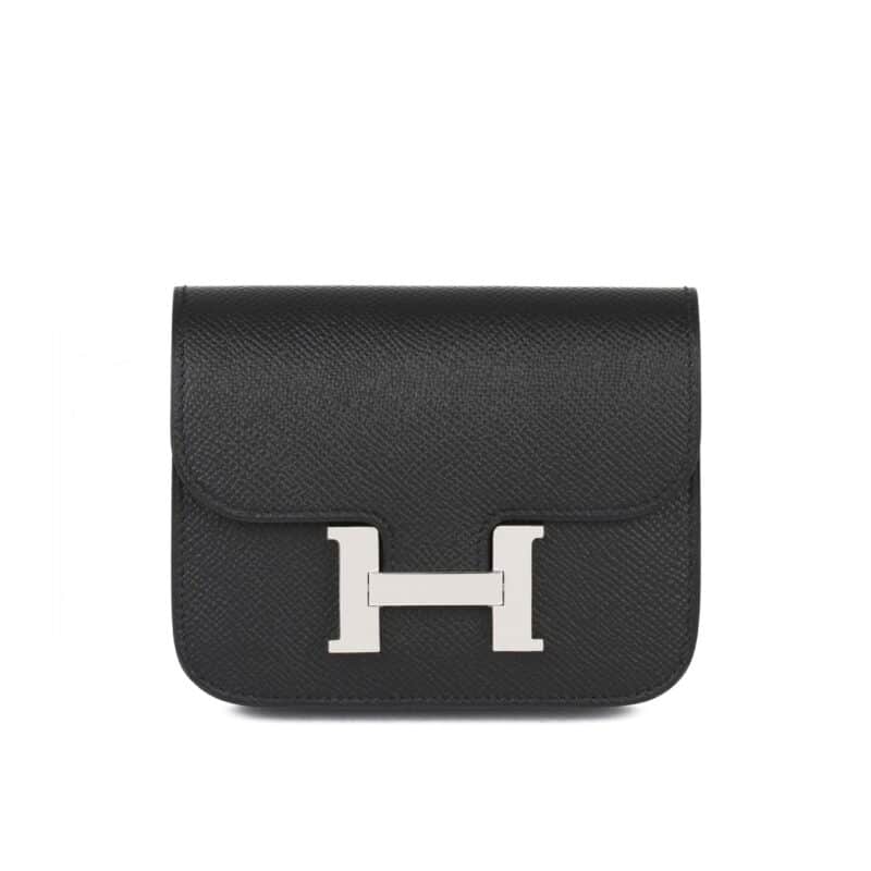 Hermes Constance Slim Wallet Noir 12Cm H082060Ck89