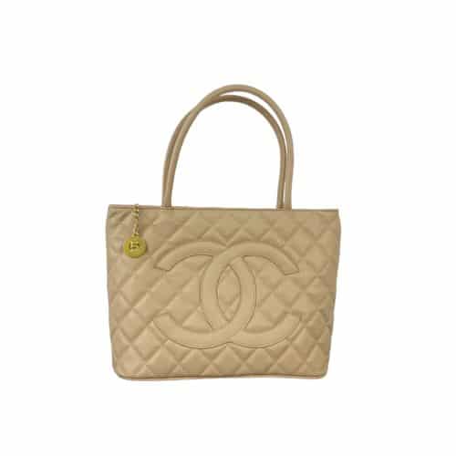 Chanel Medallion Tote Bag Beige 30Cm