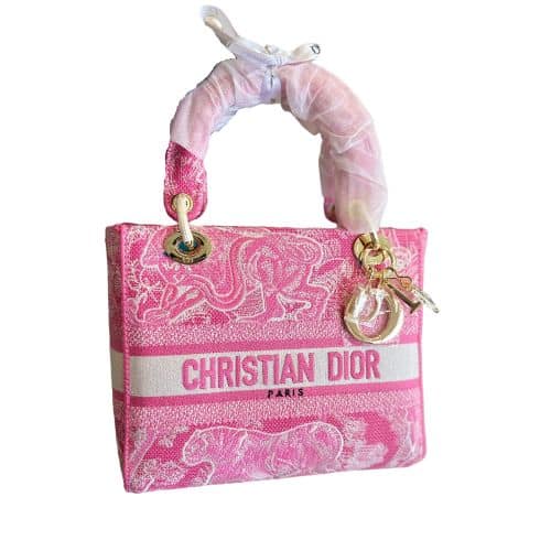 DIOR LADY D LITE TOILE DE JOUY EMBROIDERY PINK 24CM