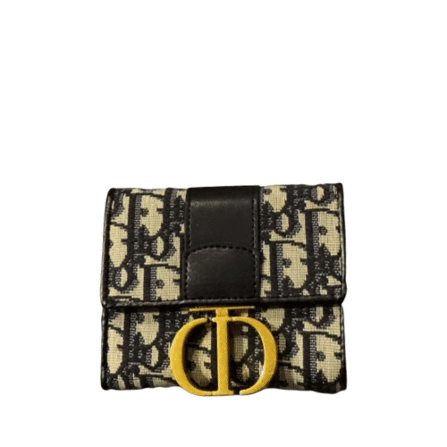 DIOR MONTAIGNE MINI WALLET BEIGE AND BLACK 11CM