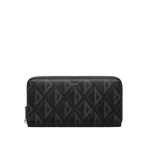 DIOR ZIPPED LONG WALLET BLACK CD DIAMOND CANVAS 19.5CM 2ESBC252DCO H43E
