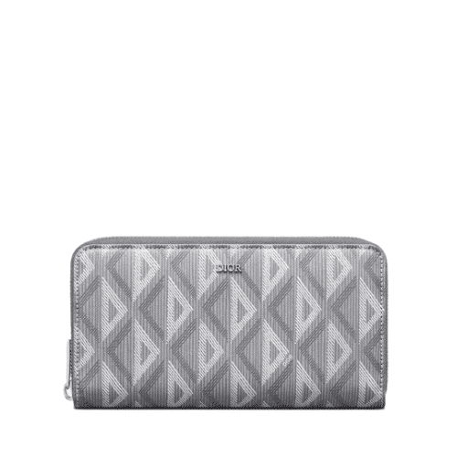 DIOR ZIPPED LONG WALLET GREY CD DIAMOND CANVAS 19.5CM 2ESBC252DCO H42E