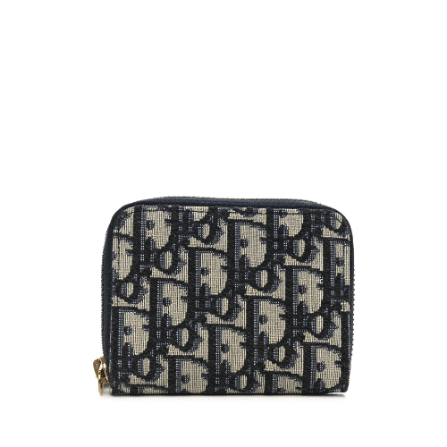 DIOR OBLIQUE ZIPPER WALLET COIN POUCH BEIGE AND BLACK DIOR 11CM 973981