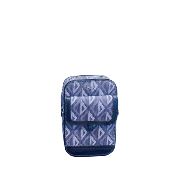 DIOR HIT THE ROAD VERTICAL POUCH NAVY BLUE CD DIAMOND 18CM 2ESCA415CDP H42E