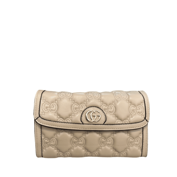 Gucci Gg Matelassé Wallet Beige 23Cm