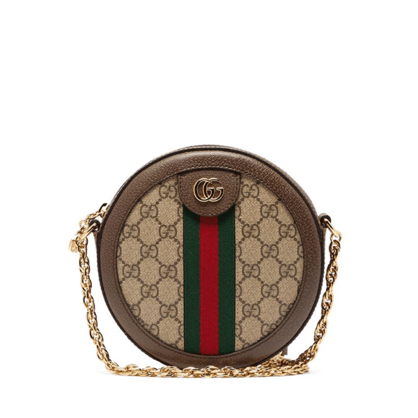 Gucci Ophidia Mini Gg Round Bag Beige And Brown 20Cm