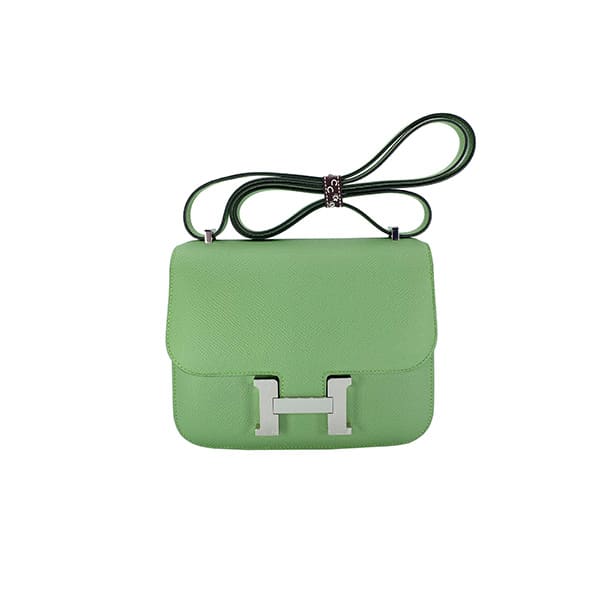 Hermes Constance Epsom 3I Avocado Green Crocodile And Lizard Buckle 18Cm