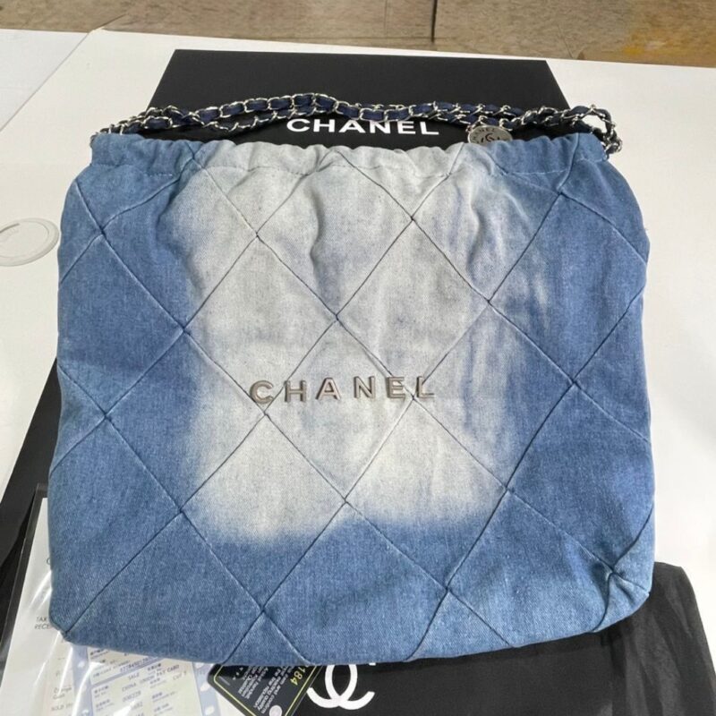 Alternative view of Chanel 22 Handbag Washed Denim Silver Tone Metal Blue 41Cm AS3261 B10439 NM981