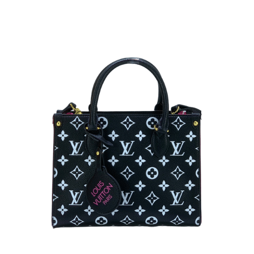 Louis Vuitton Onthego MM 25Cm Black White And Pink M46060