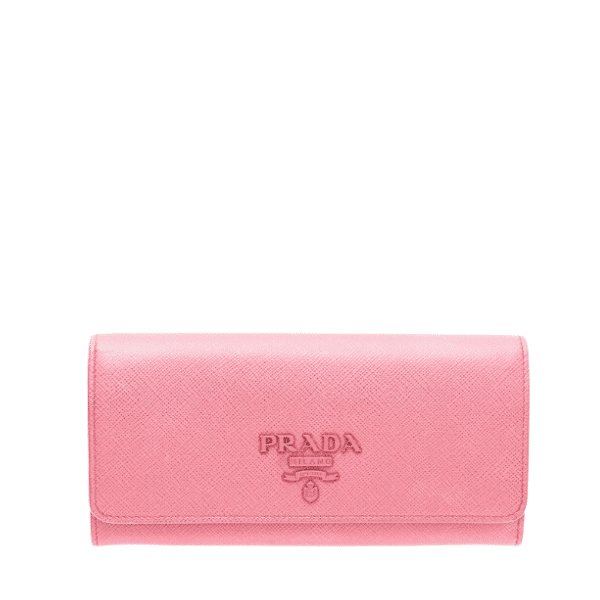 Prada Saffiano Monochrome Flap Long Wallet Full Light Pink 19Cm 1Mh132 Zlp F061H