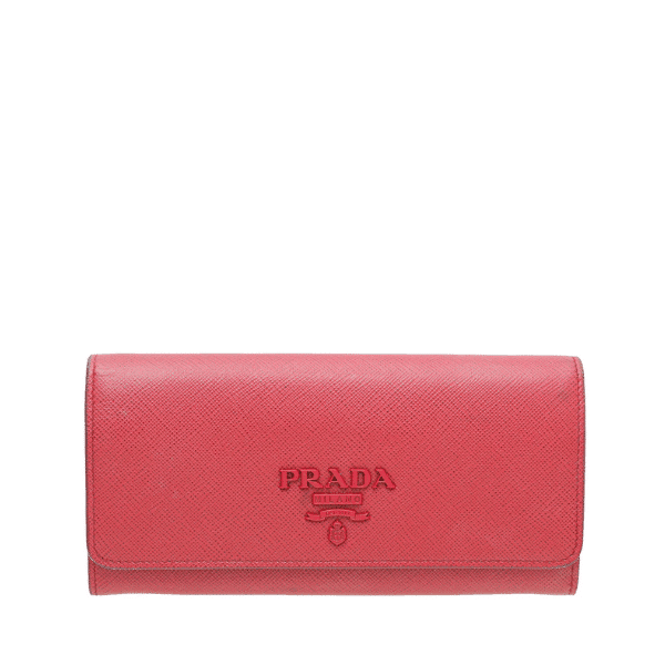 Prada Saffiano Monochrome Flap Long Wallet Full Red 19Cm 1Mh132 Zlp F061H
