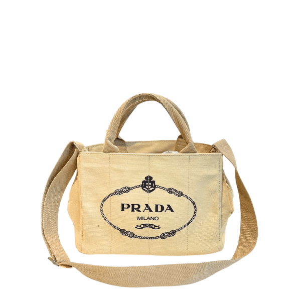 Prada Canapa Tote Canvas Bag In Beige 29Cm