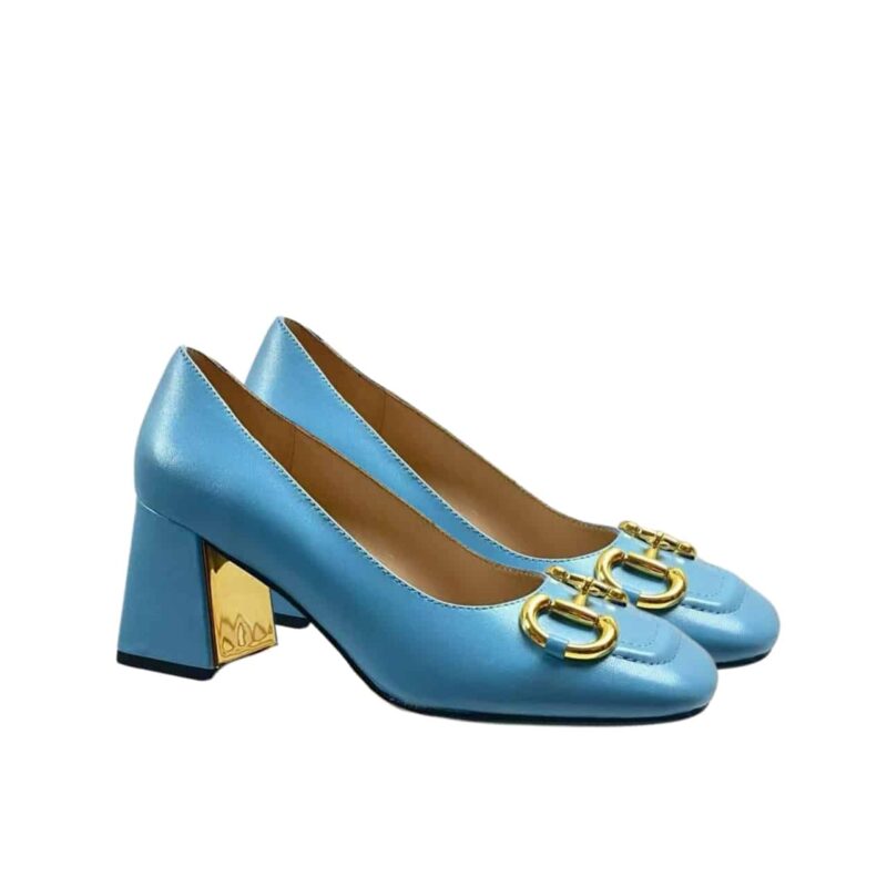 Gucci Women'S Mid Heel Pump With Horsebit Blue