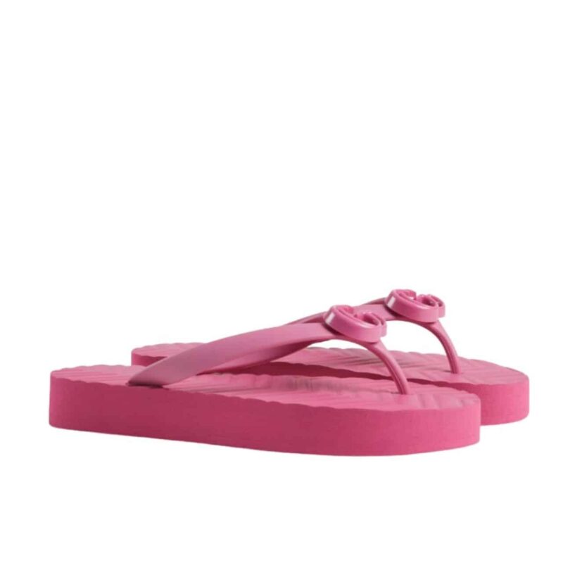 Gucci Women’S Chevron Thong Sandal Pink ‎655463 J8710 5609