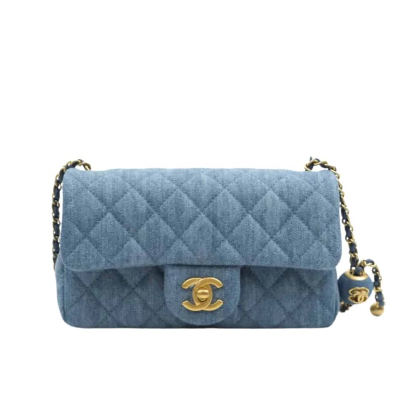 Chanel Denim Rectangular Crush Ghw 20Cm