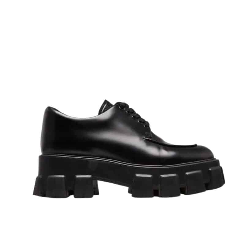 Prada Smooth Leather Oxford Loafers Black