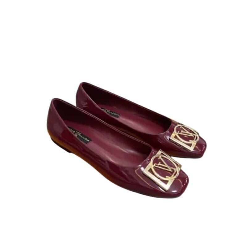Louis Vuitton Lv Logo Wine Red Ballerina