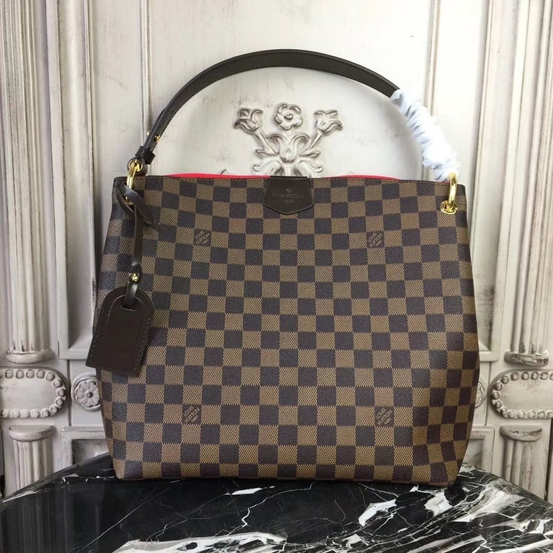 Alternative view of Louis Vuitton Graceful PM Damier Ebene Brown Red 35cm N44044