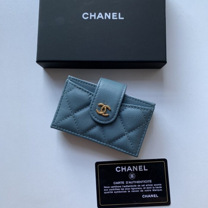 Chanel Card Holder Blue 10.4Cm