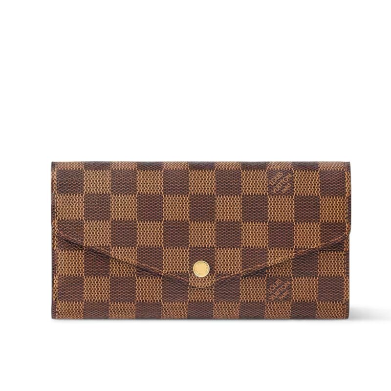 Louis Vuitton Sarah Wallet Damier Ebene Canvas Red 19Cm