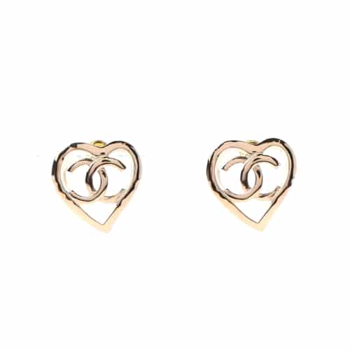 Chanel Metal Cc Heart Coco In Love Earrings Gold