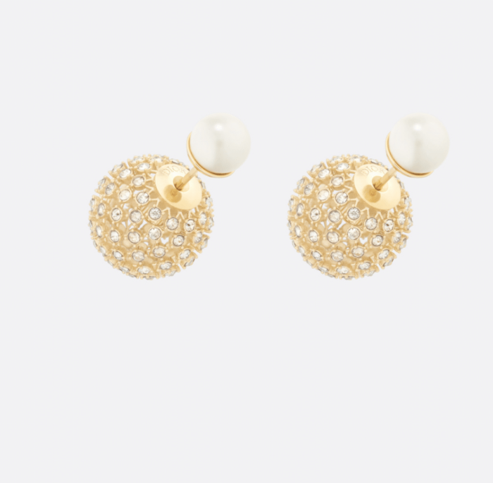 DIOR TRIBALES EARRINGS GOLD METAL AND WHITE RESIN PEAR E2061WOMRS_D301