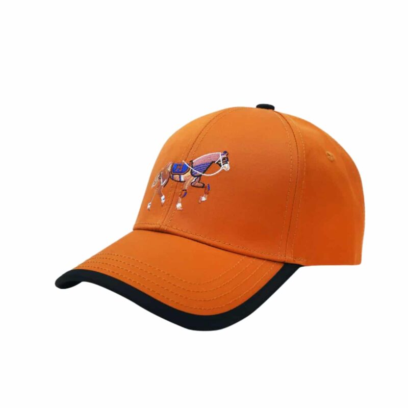 Hermes Canvas Baseball Cap Horse Hat Orange