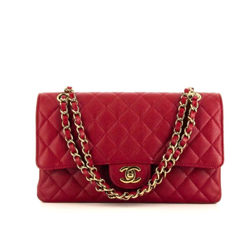 Chanel Medium Classic Flap Bag Dark Red Caviar 26Cm