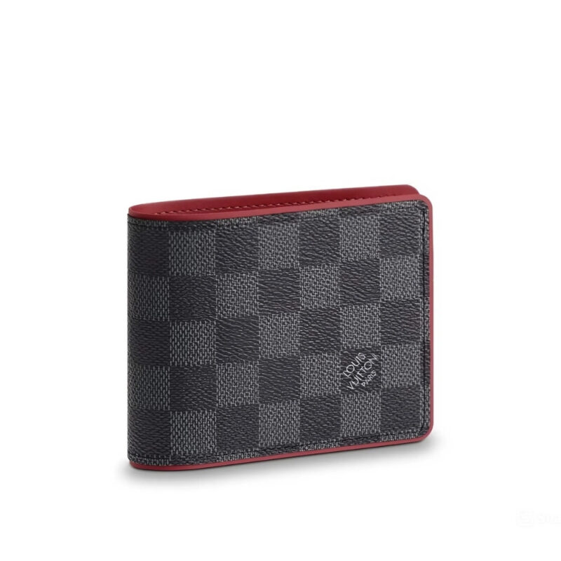 Louis Vuitton Slender Wallet Damier Graphite Canvas Black And Red 11Cm N63260