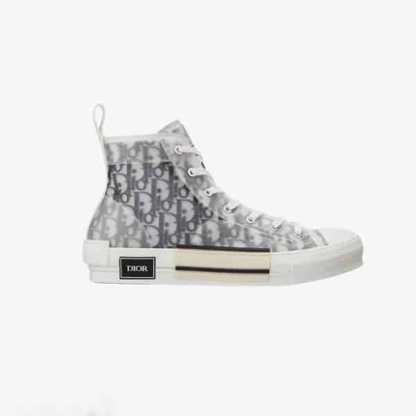 DIOR B23 HIGH-TOP SNEAKER OBLIQUE CANVAS WHITE AND BLACK 3SH118YJPH069