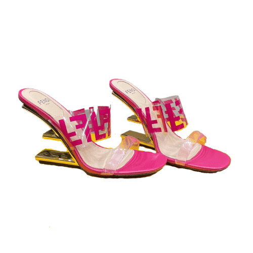 Fendi First Ff Transparent Plastic Handle Pink