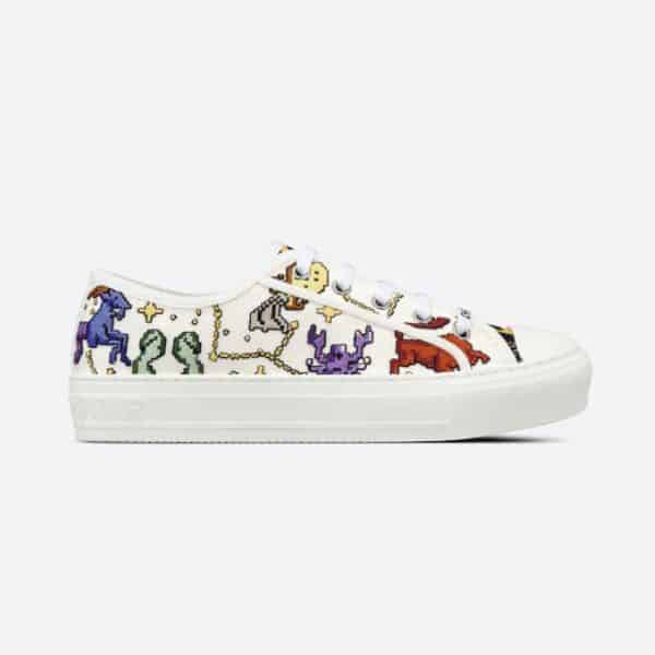 DIOR WALK’N’ EMBROIDERED COTTON WITH PIXEL ZODIAC MOTIF WHITE MULTICOLOR KCK211ZPES43L