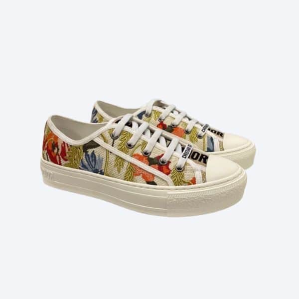 DIOR WALK’N’ EMBROIDERED COTTON WITH FLOWER WHITE MULTICOLOR