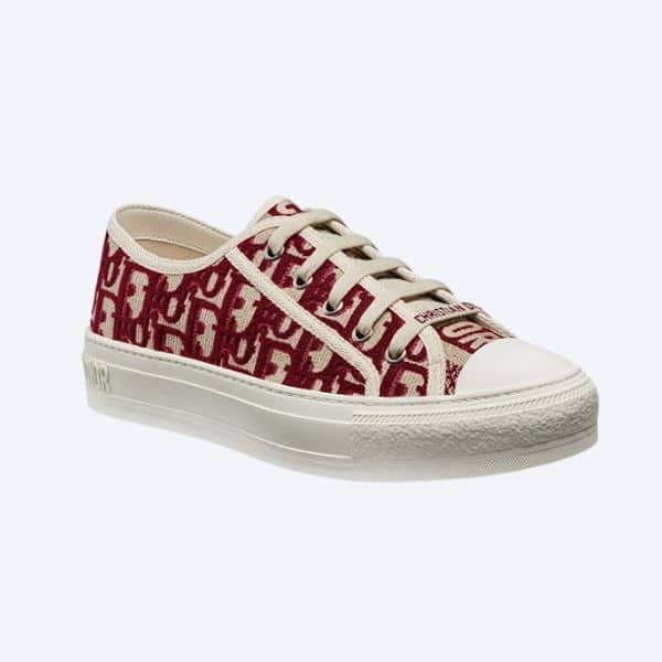 DIOR WALK'N' SNEAKER OBLIQUE EMBROIDERED COTTON RED