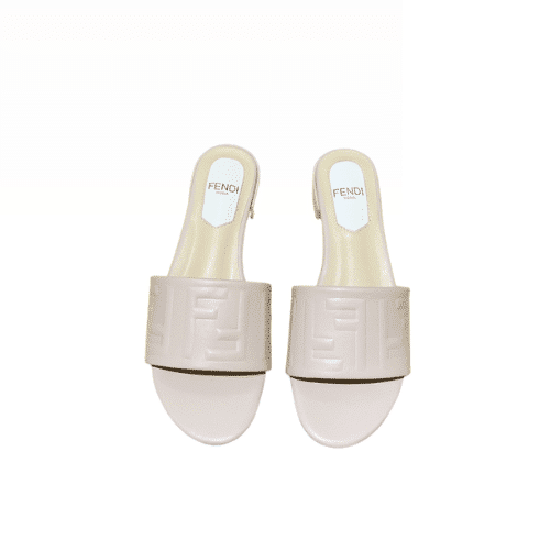 Fendi Silk Cowhide Slippers Light Pink